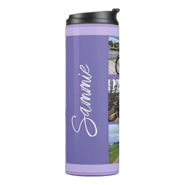 Name and Photo Collage Purple Thermal Tumbler  (Rotated Left)