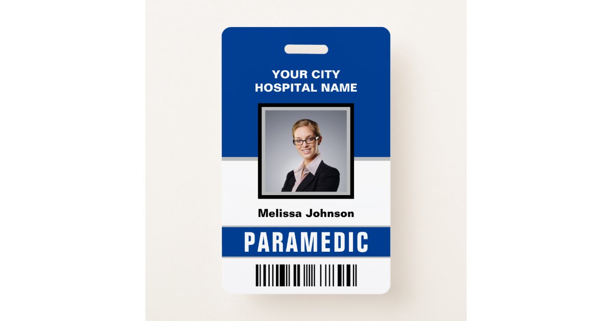 Name and Photo Medical Emergency Paramedic ID Card Badge | Zazzle.ca