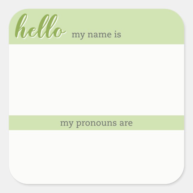 Name and Pronoun Tag – Green Square (Front)