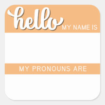Name and Pronoun Tag – Orange Square