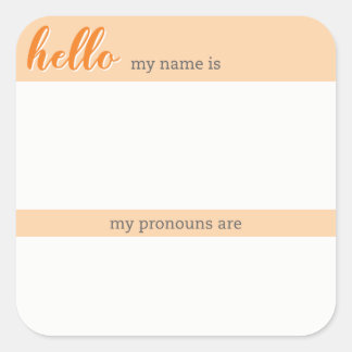 Name and Pronoun Tag – Orange Square