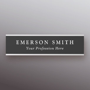 Name and title black or custom colour professional door sign