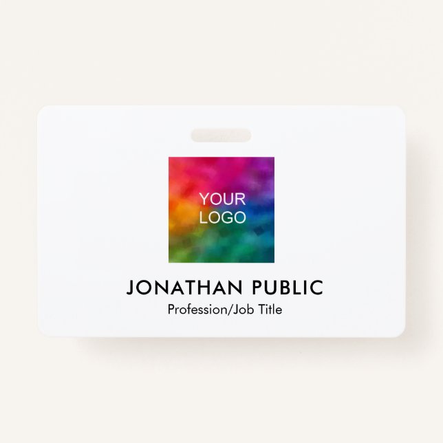 Name And Title Employee Photo Business Logo ID Badge (Front)