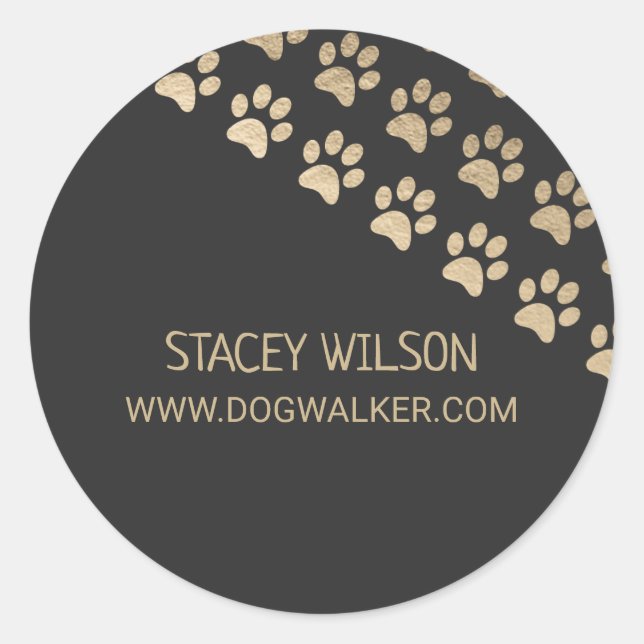 Name and Website Paw Print Business Label (Front)