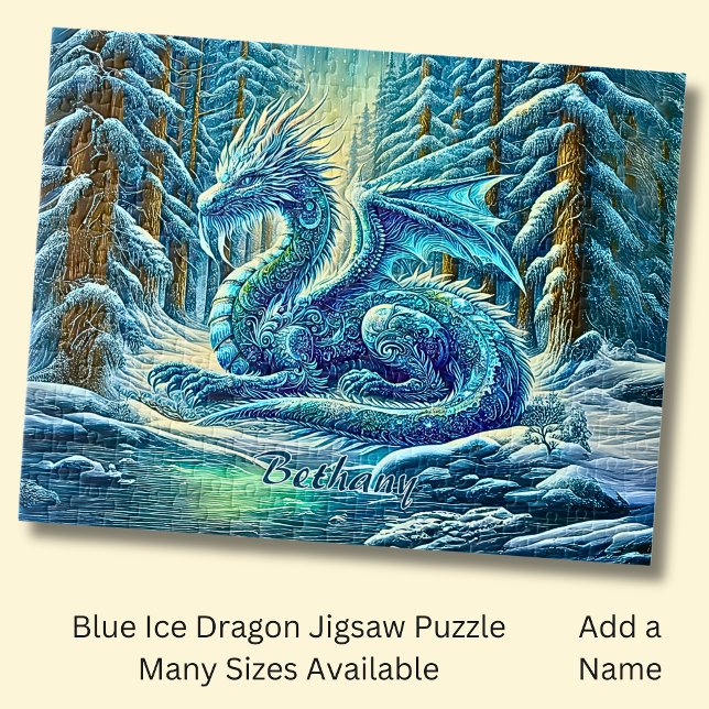 Name, Aqua Blue Ice Dragon Near Pond  Jigsaw Puzzle (Creator Uploaded)