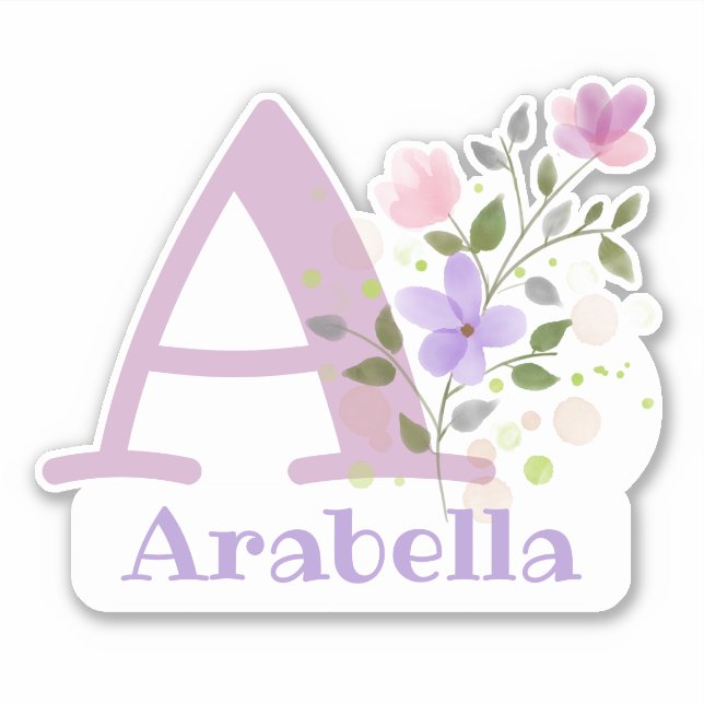 Name Arabella and Initial with Floral Design (Front)