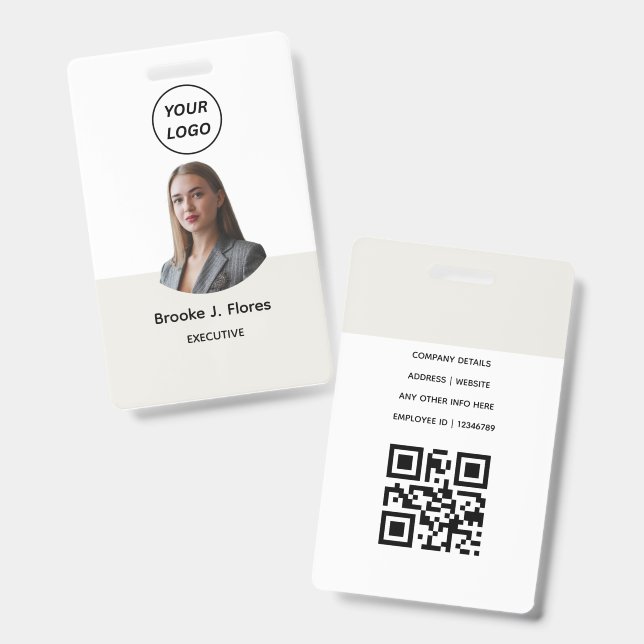 Name Badge Card | Custom QR Code Employee ID Badge (Front & Back)