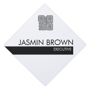 Name Badge Card & Custom QR Code Name Tag Graduation Cap Topper