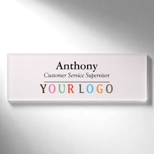 Name Badge Magnet Custom Logo Employee Staff Large (Front)