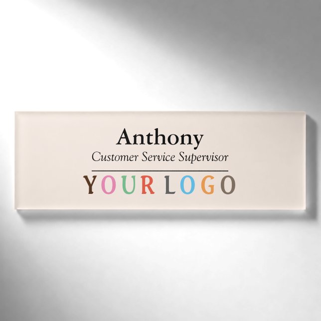 Name Badge Magnet Custom Logo Employee Staff Large (Front)