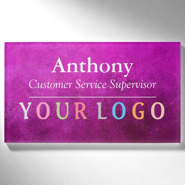 Name Badge Magnet Custom Logo Employee Staff Large (Front)