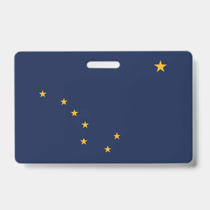 Name Badge with flag of Alaska State, USA