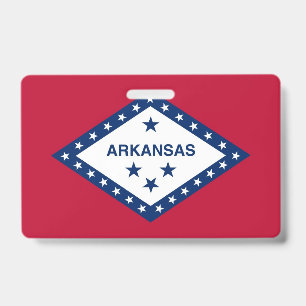 Name Badge with flag of Arkansas State, USA