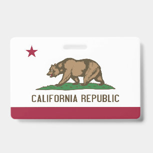 Name Badge with flag of California State, USA