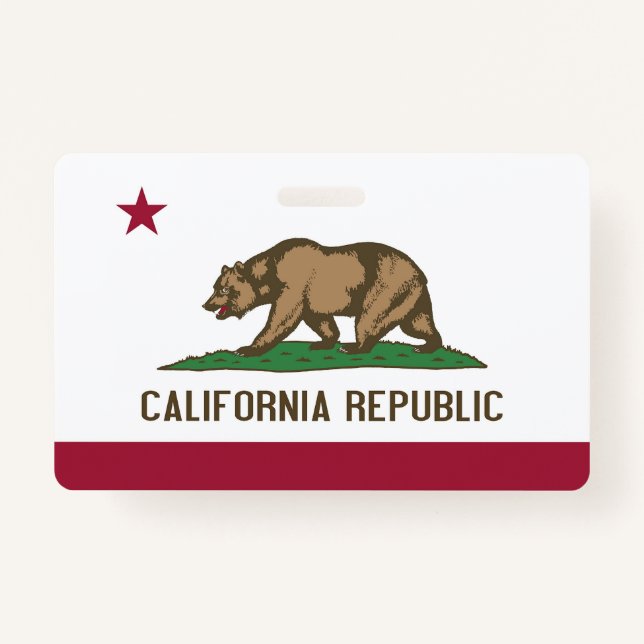 Name Badge with flag of California State, USA (Front)