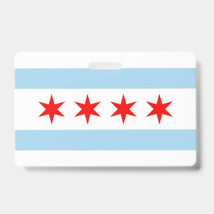 Name Badge with flag of Chicago City, USA