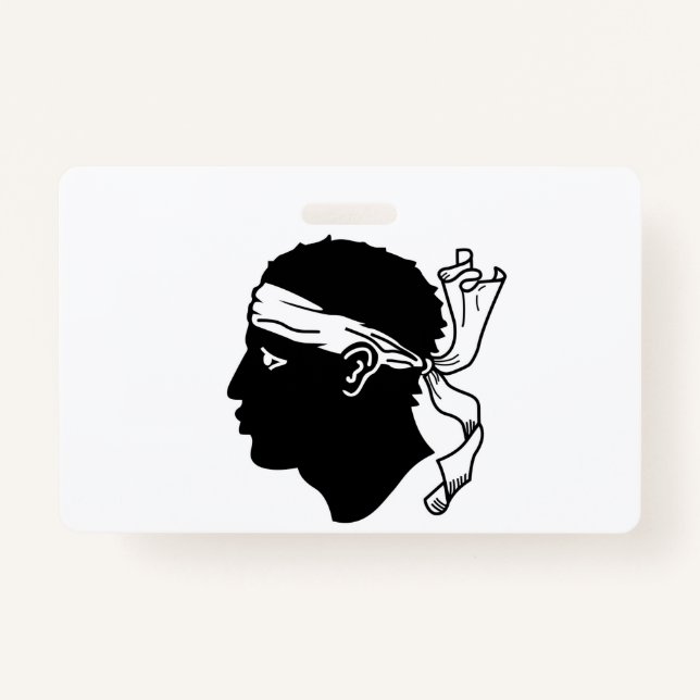 Name Badge with flag of Corsica, France (Front)
