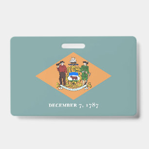 Name Badge with flag of Delaware State, USA