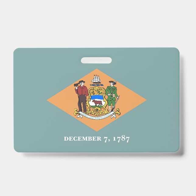 Name Badge with flag of Delaware State, USA (Front)