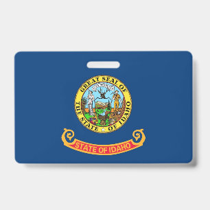 Name Badge with flag of Idaho State, USA
