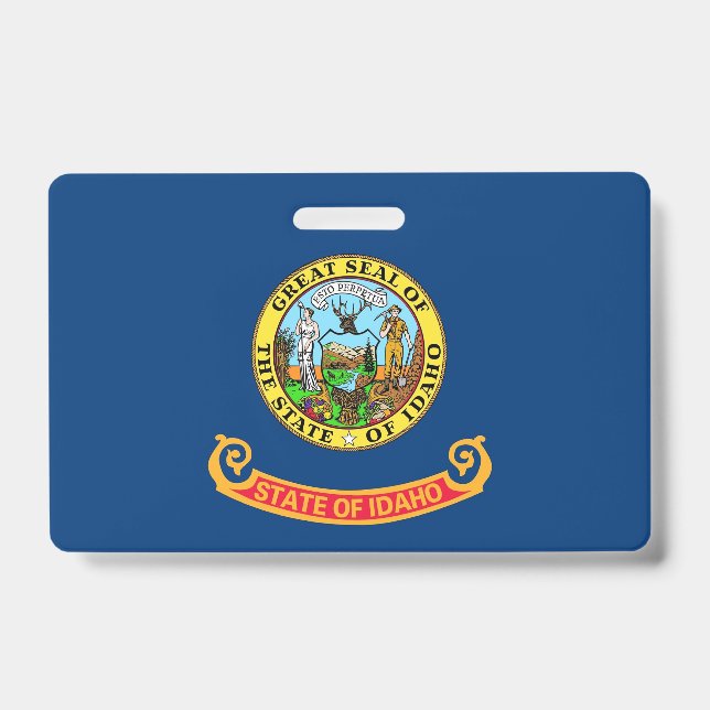 Name Badge with flag of Idaho State, USA (Front)