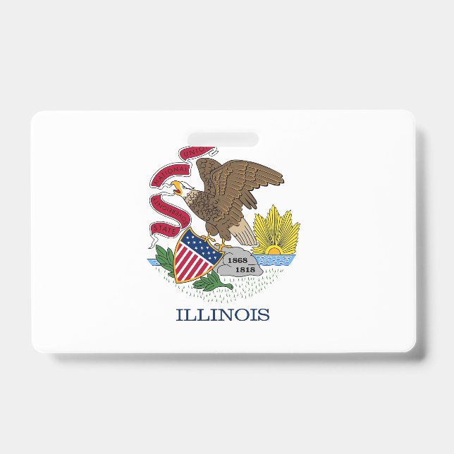 Name Badge with flag of Illinois State, USA (Front)