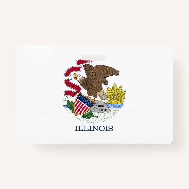 Name Badge with flag of Illinois State, USA (Front)