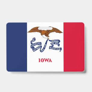 Name Badge with flag of Iowa State, USA