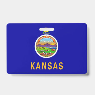 Name Badge with flag of Kansas State, USA