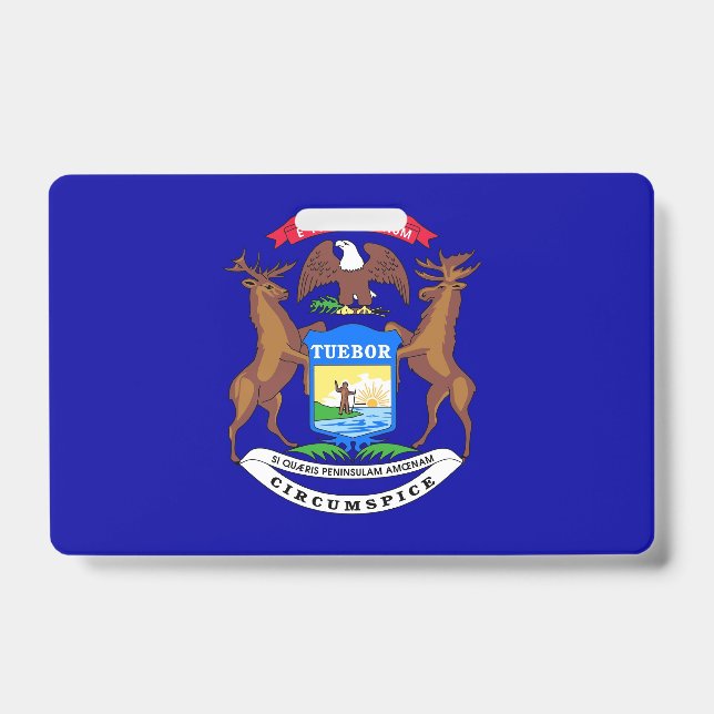 Name Badge with flag of Michigan State, USA (Front)