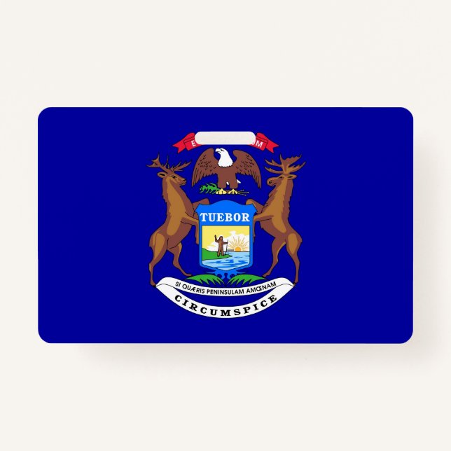 Name Badge with flag of Michigan State, USA (Front)