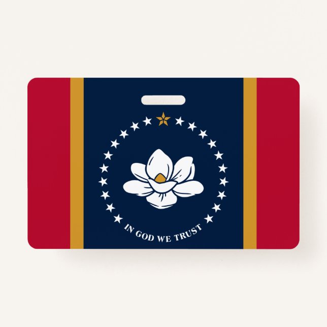 Name Badge with flag of Mississippi, USA (Front)