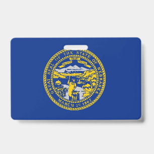 Name Badge with flag of Nebraska State, USA