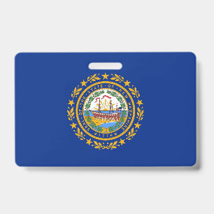 Name Badge with flag of New Hampshire State, USA