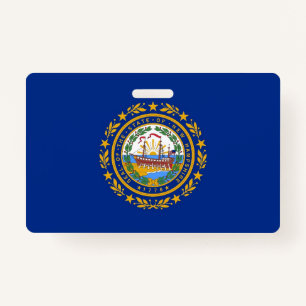 Name Badge with flag of New Hampshire State, USA