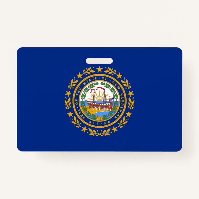 Name Badge with flag of New Hampshire State, USA (Front)