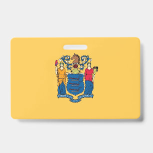 Name Badge with flag of New Jersey State, USA