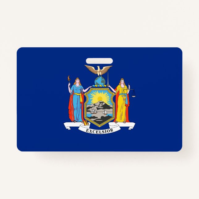 Name Badge with flag of New York State, USA (Front)