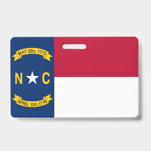 Name Badge with flag of North Carolina State, USA