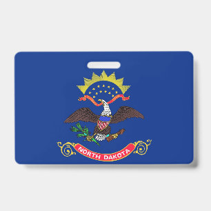 Name Badge with flag of North Dakota State, USA