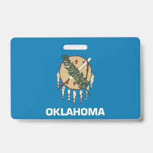 Name Badge with flag of Oklahoma State, USA