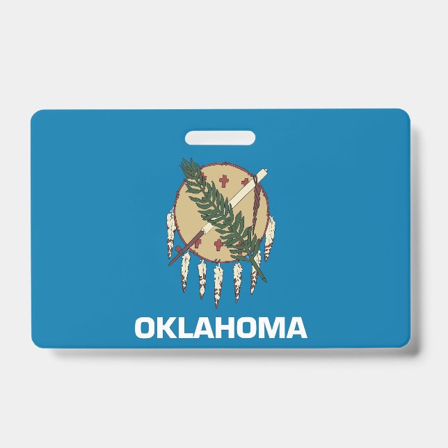Name Badge with flag of Oklahoma State, USA (Front)