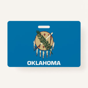 Name Badge with flag of Oklahoma State, USA