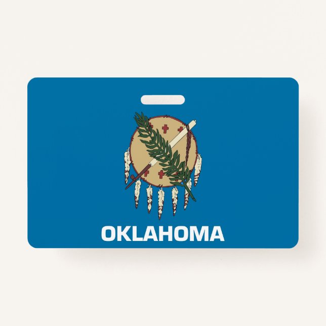 Name Badge with flag of Oklahoma State, USA (Front)