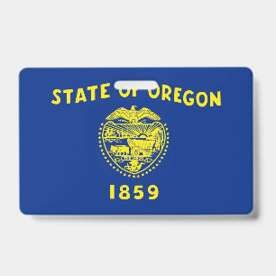 Name Badge with flag of Oregon State, USA