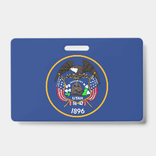 Name Badge with flag of Utah State, USA