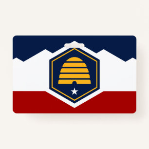 Name Badge with flag of Utah, USA