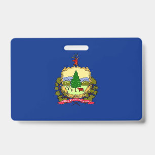 Name Badge with flag of Vermont State, USA