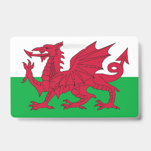 Name Badge with flag of Wales, United Kingdom