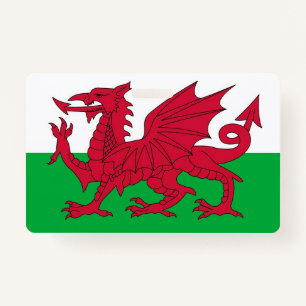 Name Badge with flag of Wales, United Kingdom